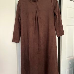 NWT  J McLaughlin brown faux suede mock neck dress